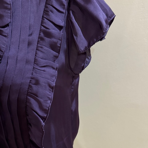 Moon Collection Deep Purple Ruffled Button-Front Blouse - Picture 3 of 7